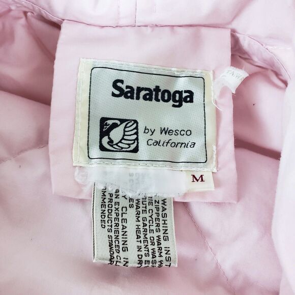 Vintage Saratoga by Wesco Quilted Housecoat Robe Womens M Pink 70s? 80s - Picture 6 of 10